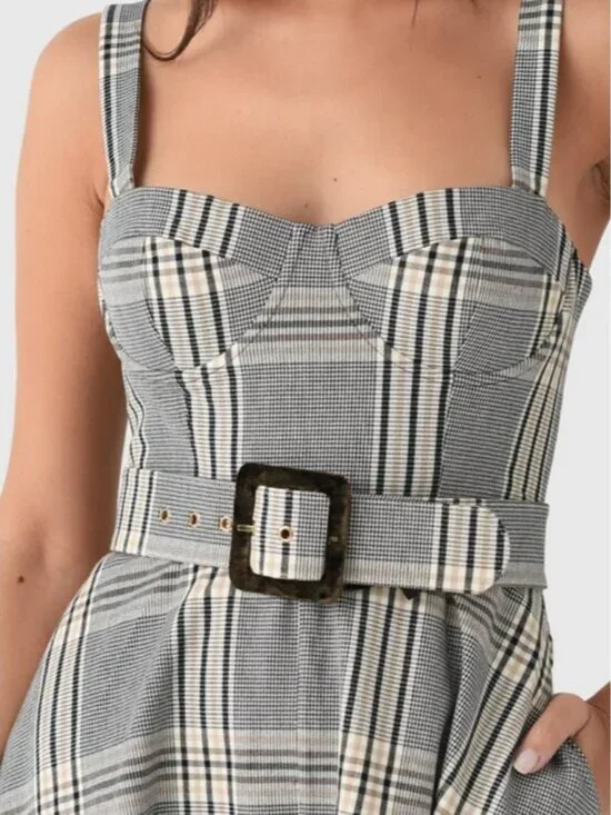 BEST Cara Cara Calypso Midi Dress Sz6 Raymond Plaid Party Wedding Event Classic - Picture 4 of 10